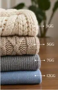 3GG vs 5GG vs 7GG vs 12GG Knitwear: What’s the Difference? 8 08 Sweater Gauge Stack