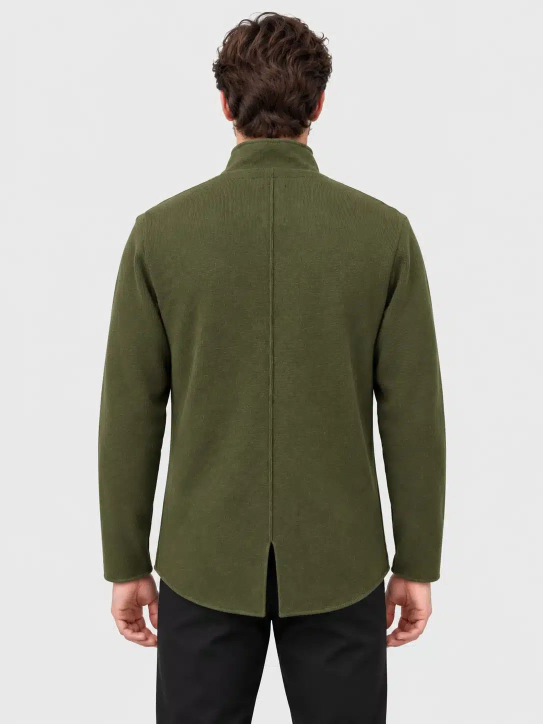 Olive Green Knit Button-Up Jacket with Flap Pockets 2 Olive Green Knit Button-Up Jacket with Flap Pockets - Afbeelding 2